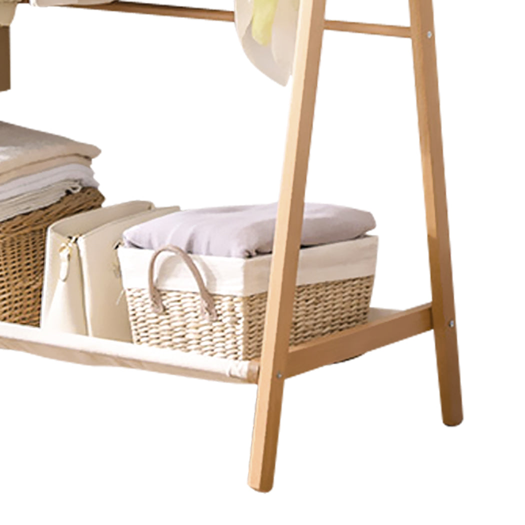 Levede Clothes Rack Wooden Wardrobe Natural-1954803003269713924