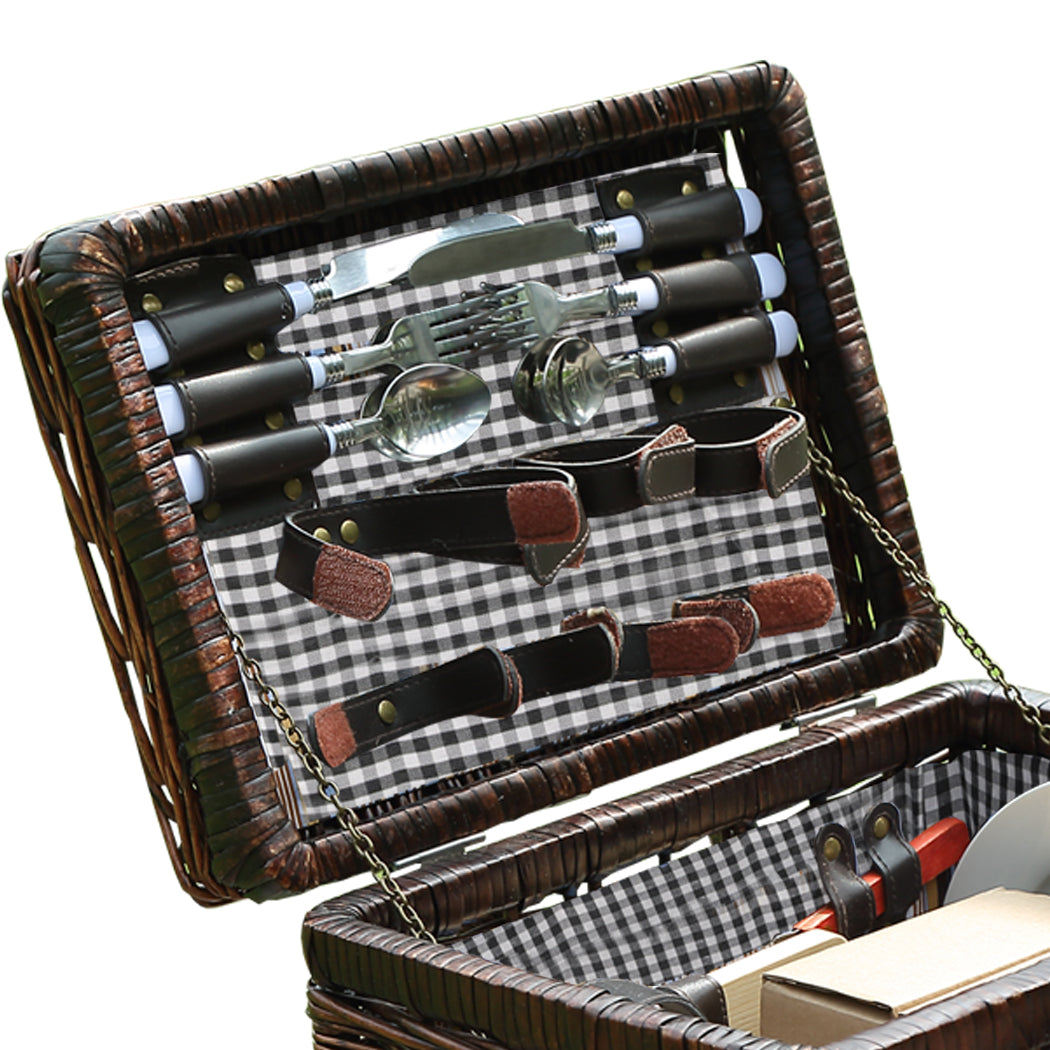 4 Person Picnic Basket Set Outdoor Baskets-1954802901683671044