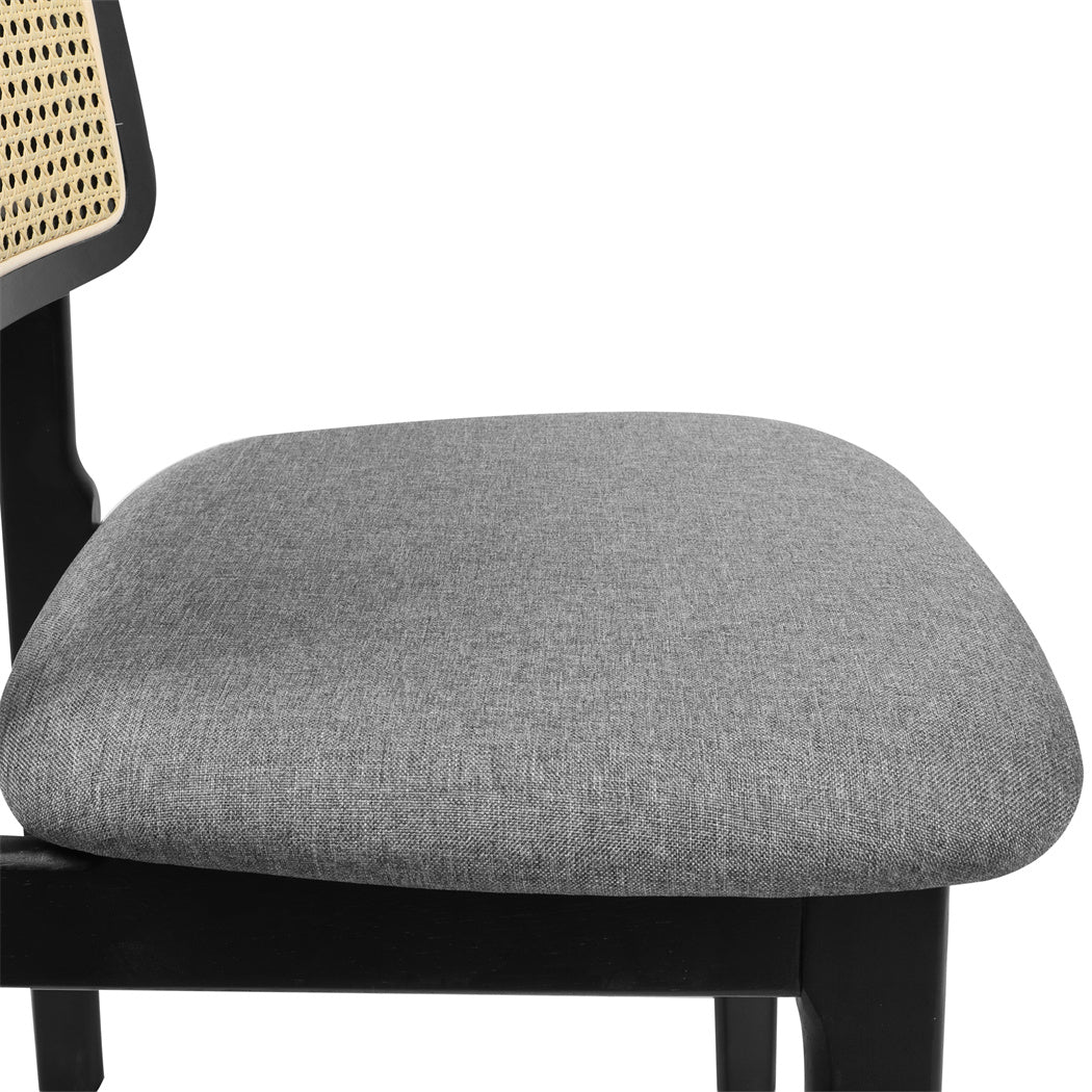 Levede 2x Dining Chair Wood Rattan Armless Black-1954802459050381316