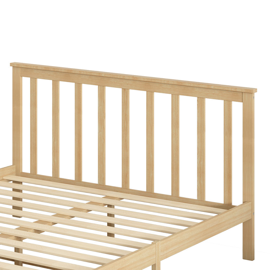 Levede Wooden Bed Frame Queen Size Mattress Natural-1954802925381488644