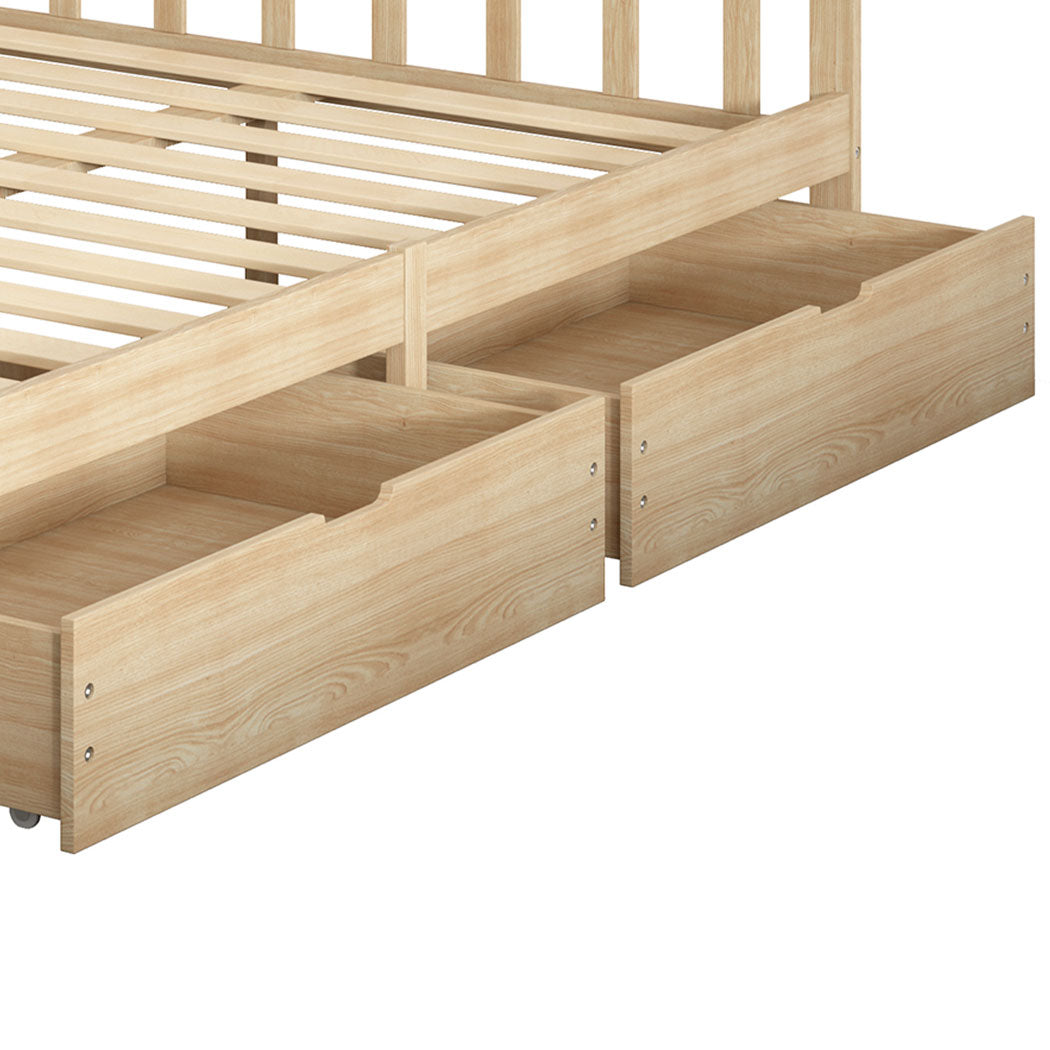 Levede 2x Bed Frame Storage Drawers Nature Natural-1910113206886600708