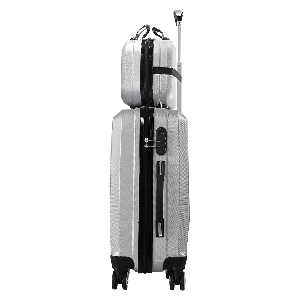 Slimbridge 2pcs 20"Travel Luggage Set Grey-1954802808406544388