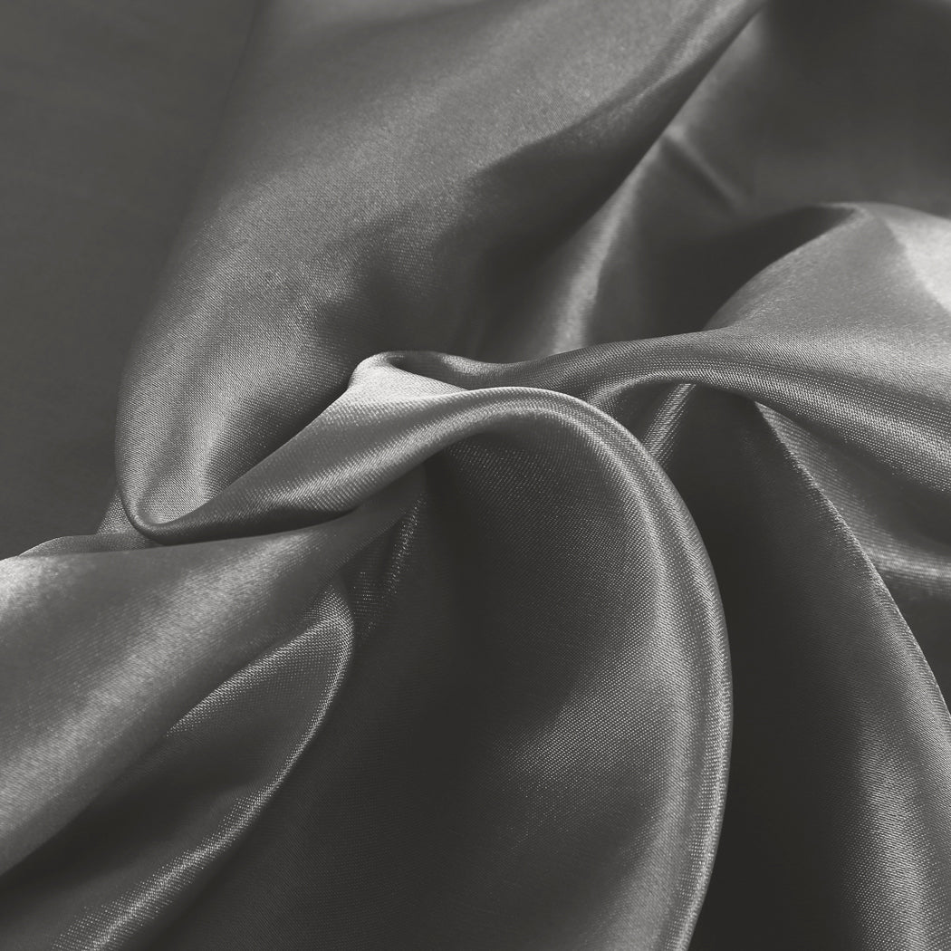 DreamZ Silky Satin Quilt Cover Set Bedspread Dark Grey Double-1910113197155815428