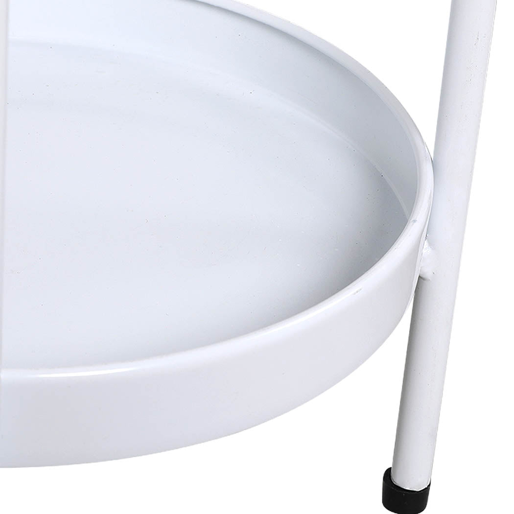 Levede 2 Tiers Plant Stand Metal Flower White Medium-1954802666353856516