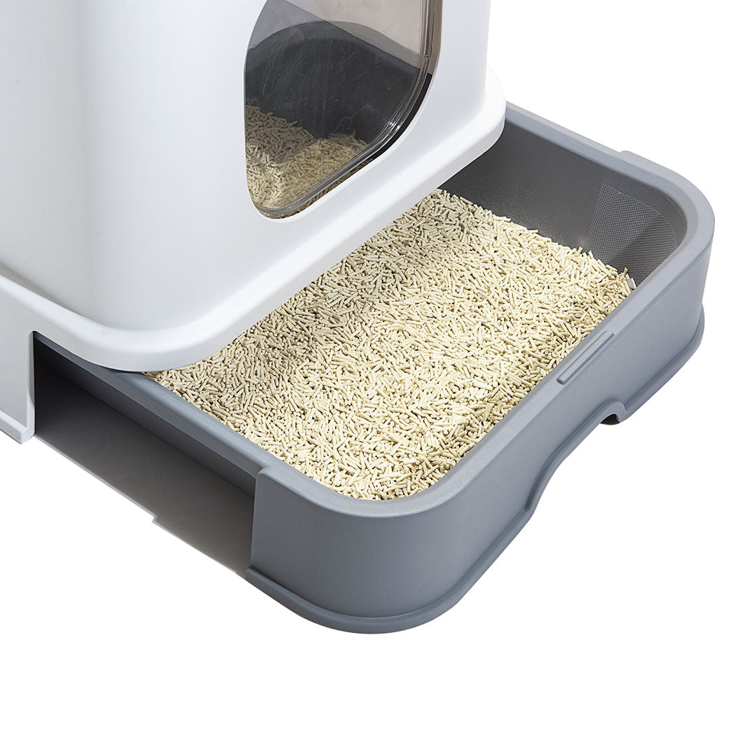 PaWz Cat Litter Box Fully Enclosed Kitty Grey-1954802512418705412