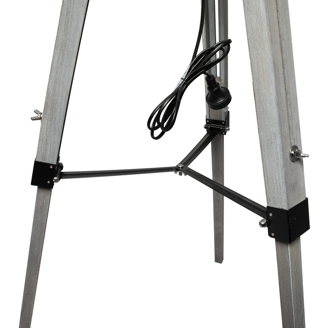 EMITTO Tripod Wooden Floor Lamp Shaded Grey-1954802835606605828