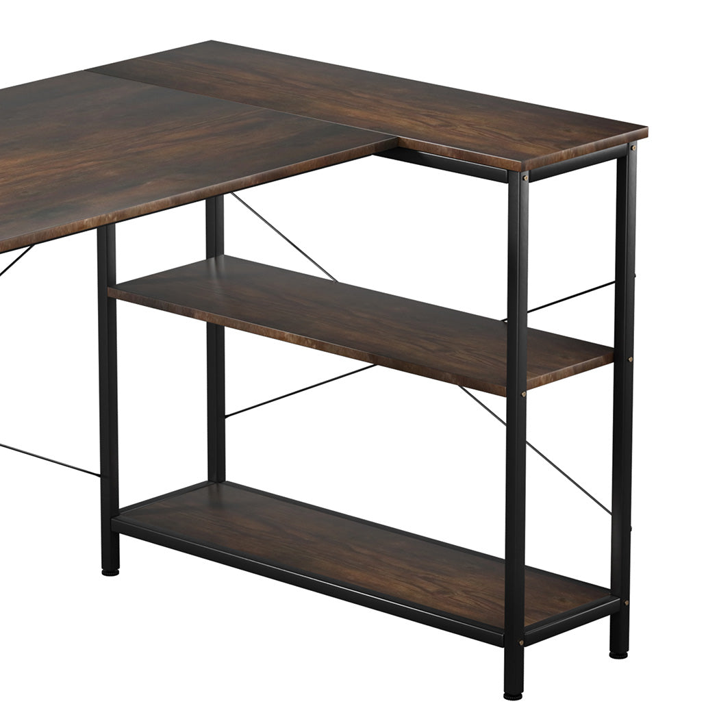Levede L Shaped Computer Desk Corner Desk Brown-1954802381891964932