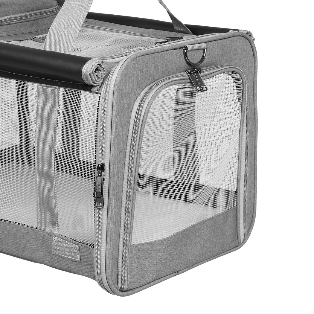 Pawz 3 in 1 Pet Soft Crate Dog Cat Carrier M Size Grey-1954802466038091780