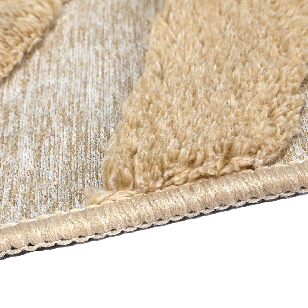 Marlow Floor Rug Soft Embossed Carpet Non Slip Plush Shaggy Rugs Leaf Pattern-1954802391215902724