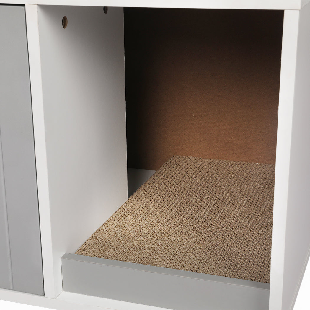 PaWz Enclosed Cat Litter Cabinet Box Grey-1954802552142958596