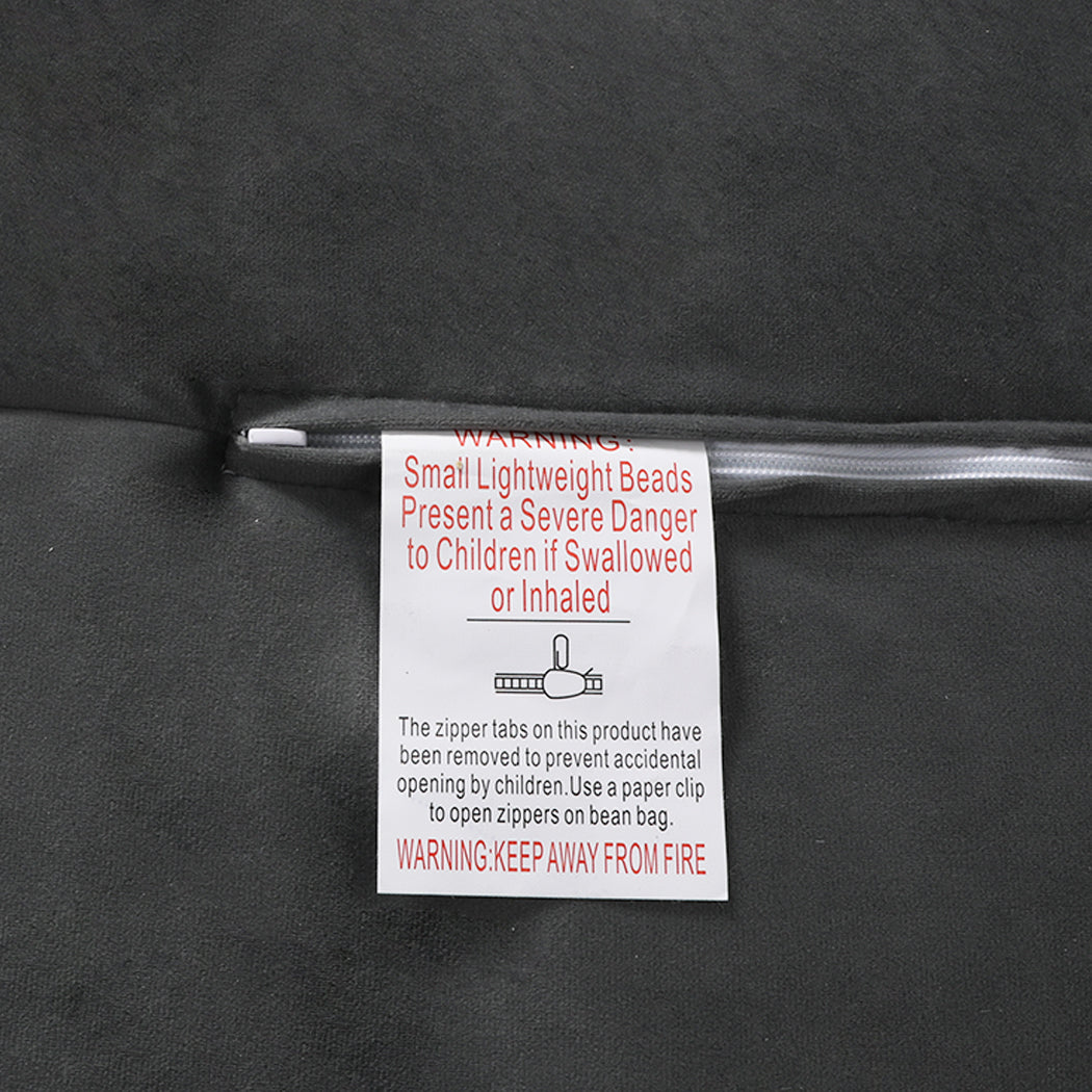 Marlow Bean Bag Chair Cover Soft Velvet Dark grey-1954802910319742981