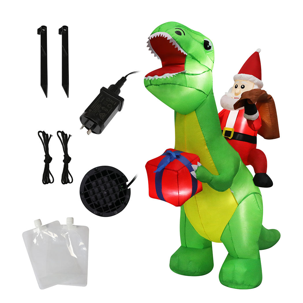 Santaco Christmas Inflatables Outdoor Santa Claus Riding Dinosaur Lights Décor-1910112239126450181