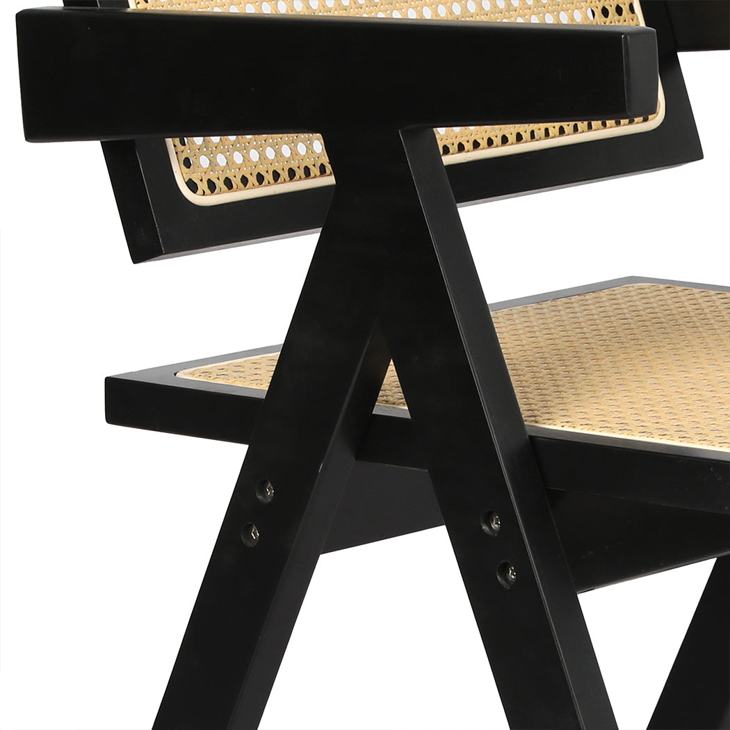 Levede 1x Black Wicker Armchair Dining Chair-1954802993715089413