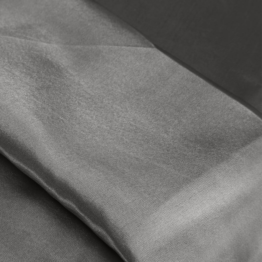 DreamZ Silky Satin Sheets Fitted Flat Queen Grey Dark Grey-1910113196128210949