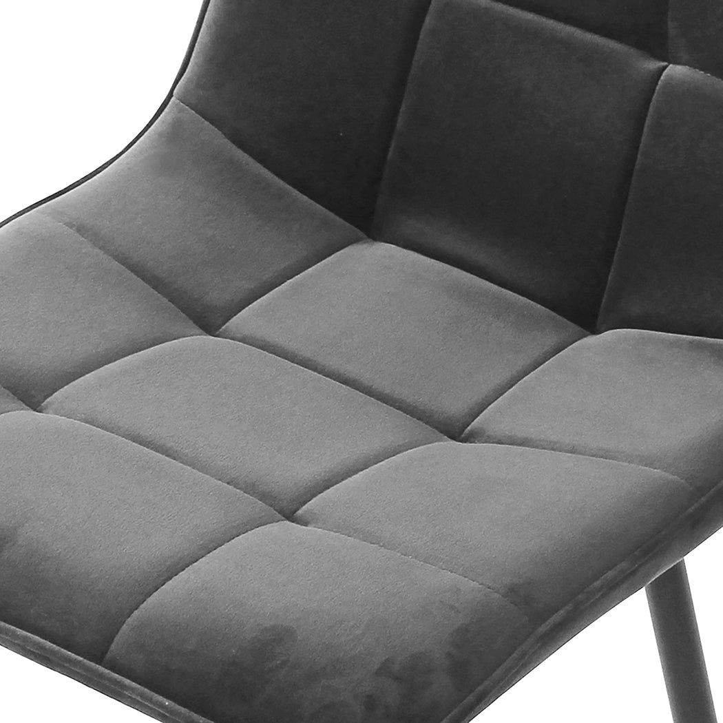 Levede 4x Dining Chairs Kitchen Velvet Grey-1954802984441483269