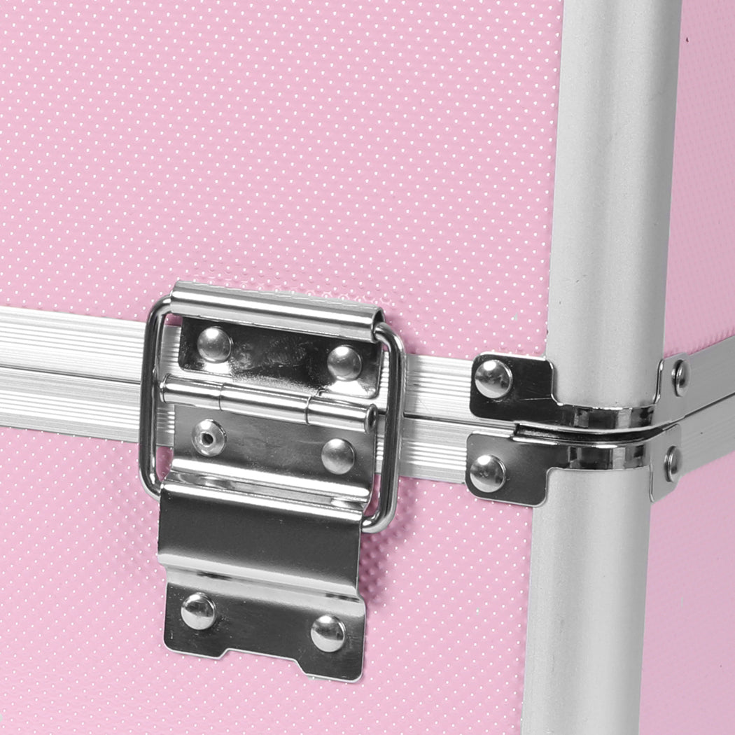 Professional Makeup Trolley Rolling Pink and Silver-1919892938737979397