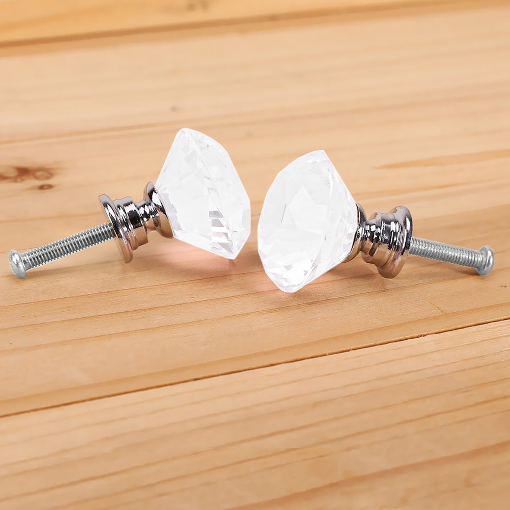 16 Pcs Clear Crystal Knobs Diamond 40mm Large Transparent-1954802684691353605
