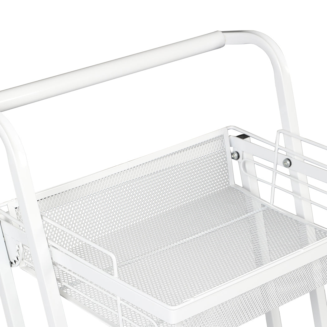 Levede 3 Tier Kitchen Trolley Cart Swivel White Colour-1954802798814171141