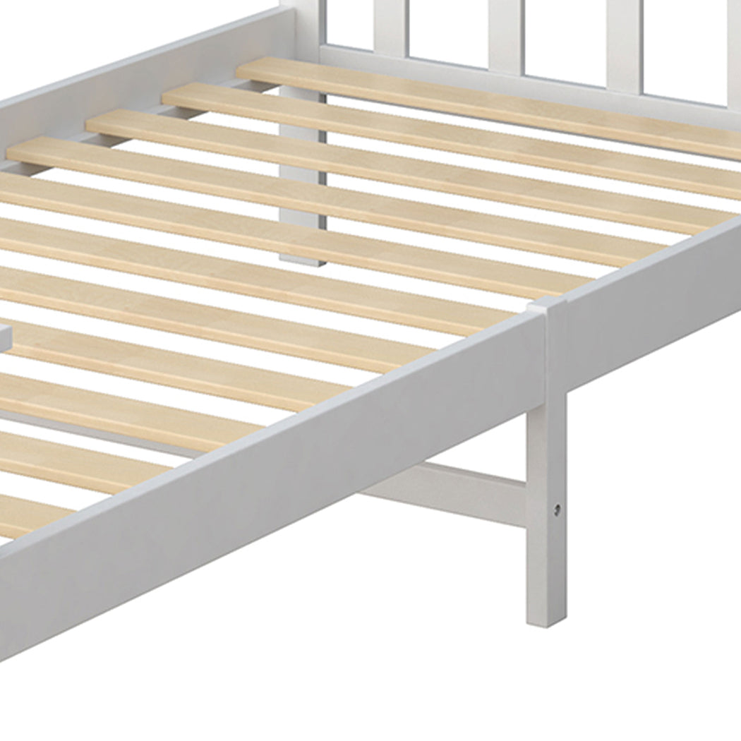 Levede Wooden Bed Frame King Single White-1910113206249066501