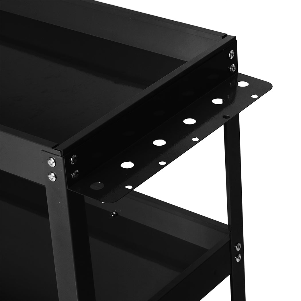 Traderight 3-Tier Tool Cart Trolley Black-1954802742132346885