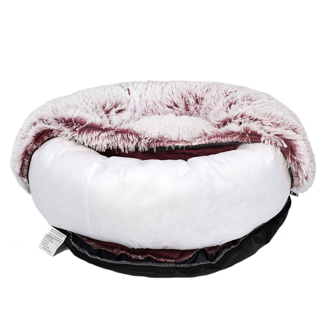 PaWz Pet Bed Cat Dog Donut Nest Calming L Pink Large-1954802517737082885
