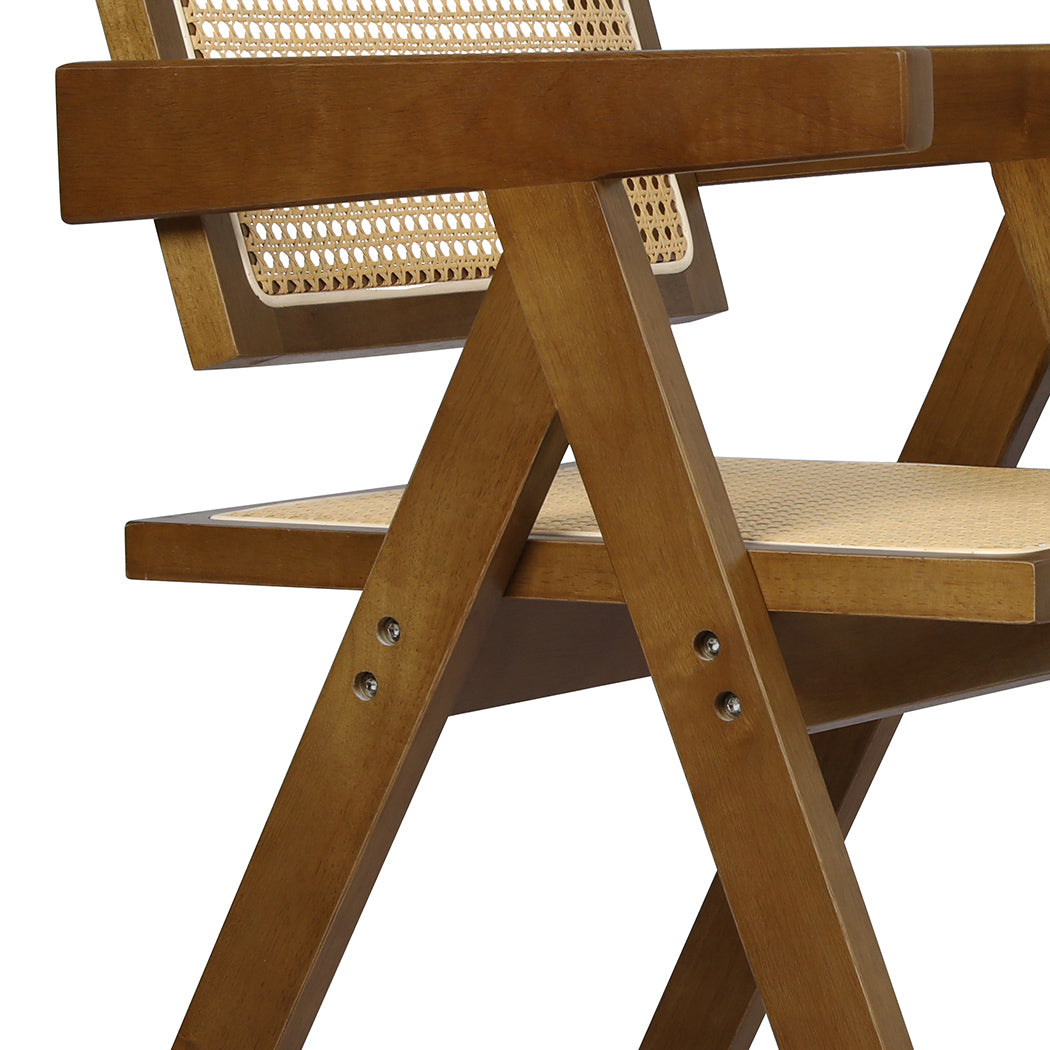 Levede 1x Walnut Wicker Armchair Dining Chair-1910113298267901957