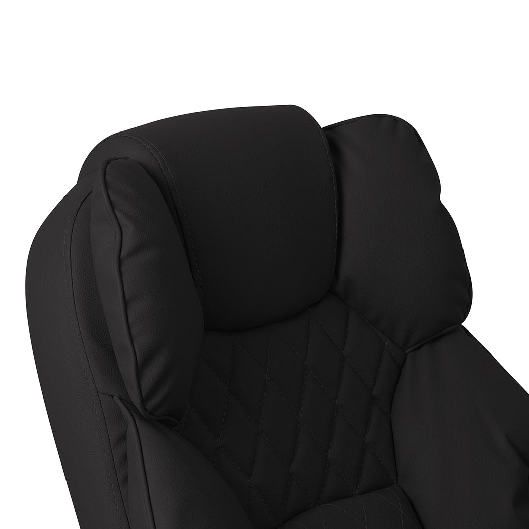 Levede Gaming Chair Office Computer Black Footrest-1910112922382766085