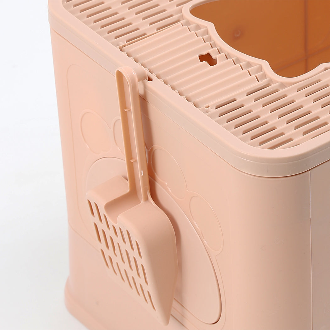 PaWz Foldable Cat Litter Box Tray Enclosed Pink-1954802553183145989