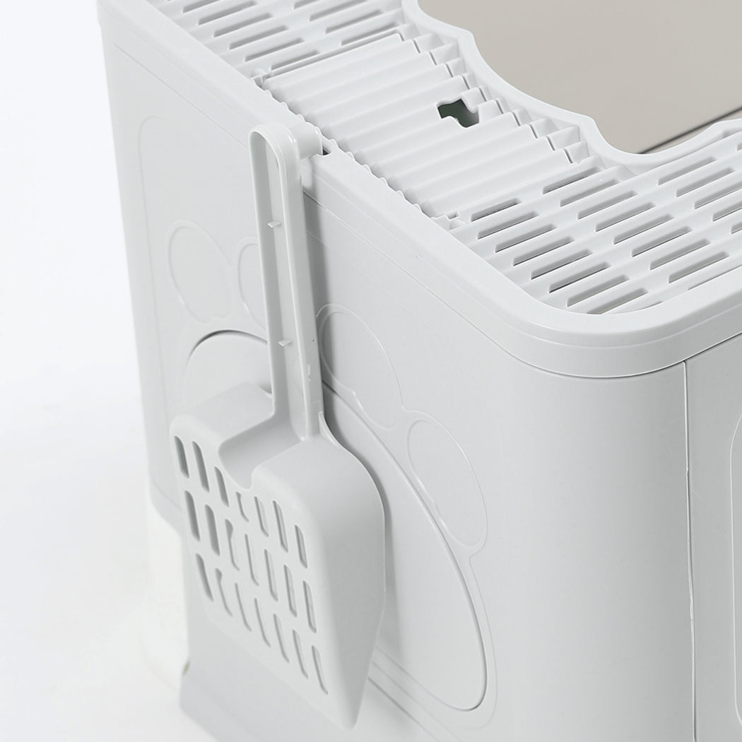 PaWz Foldable Cat Litter Box Tray Enclosed Grey-1954802553015373829