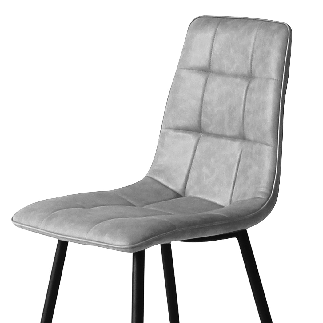 Levede 4x Dining Chairs Kitchen Chair Grey Faux Leather-1954802984823164933
