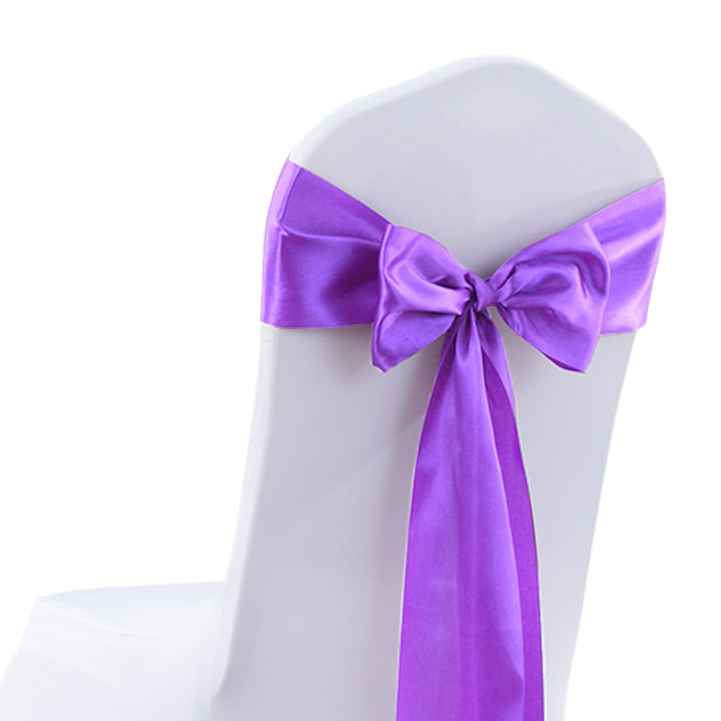50x Satin Chair Sashes Cloth Cover Wedding Lavender-1954802695051284485