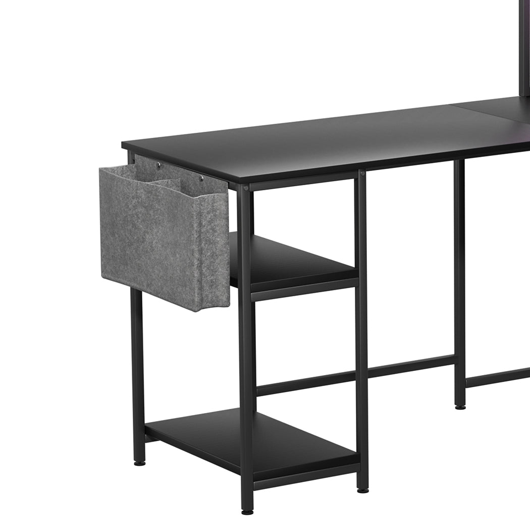 Levede L Shaped Gaming Desk with LED Lights Black-1973193573763518469