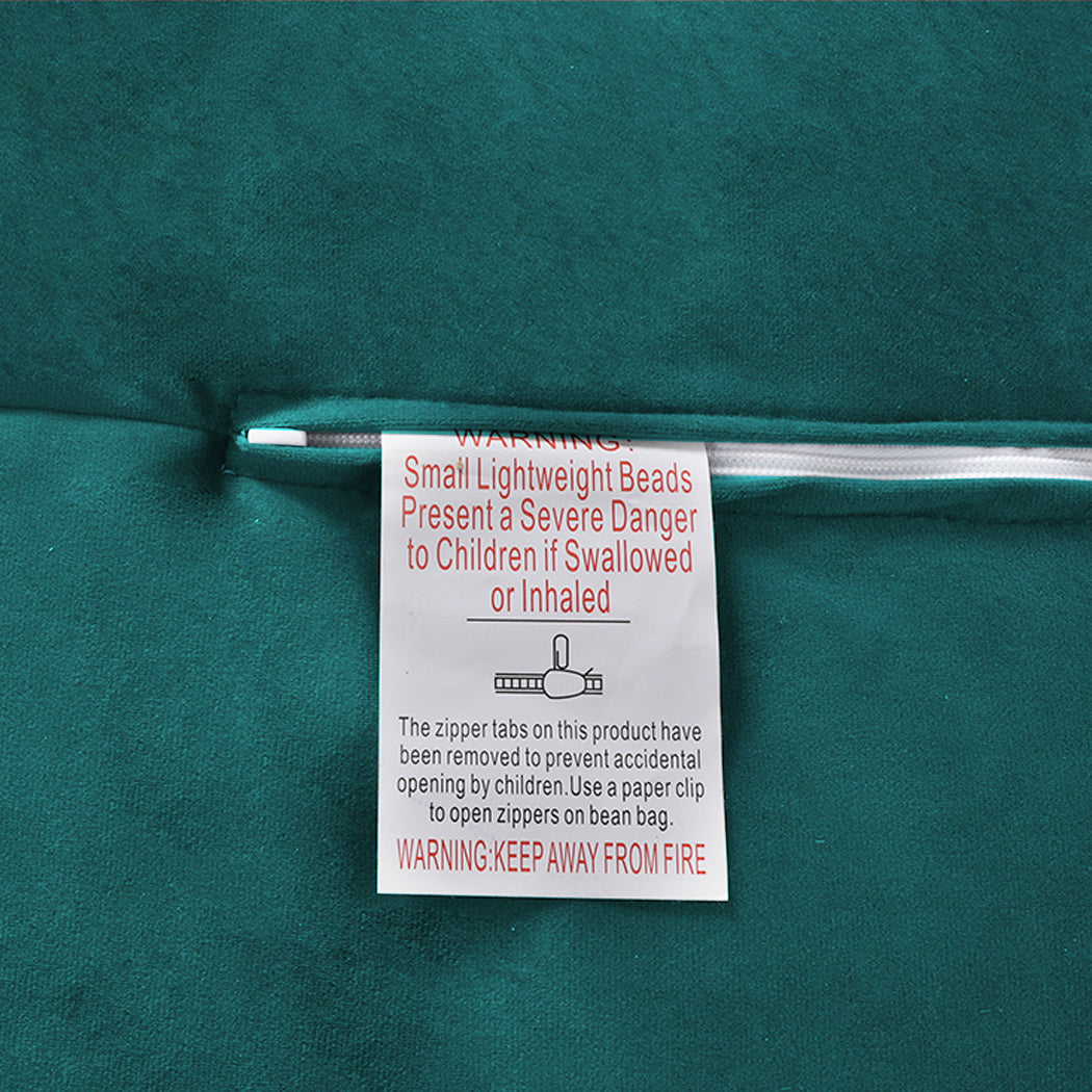 Marlow Bean Bag Chair Cover Soft Velvet Green-1910113190289739781