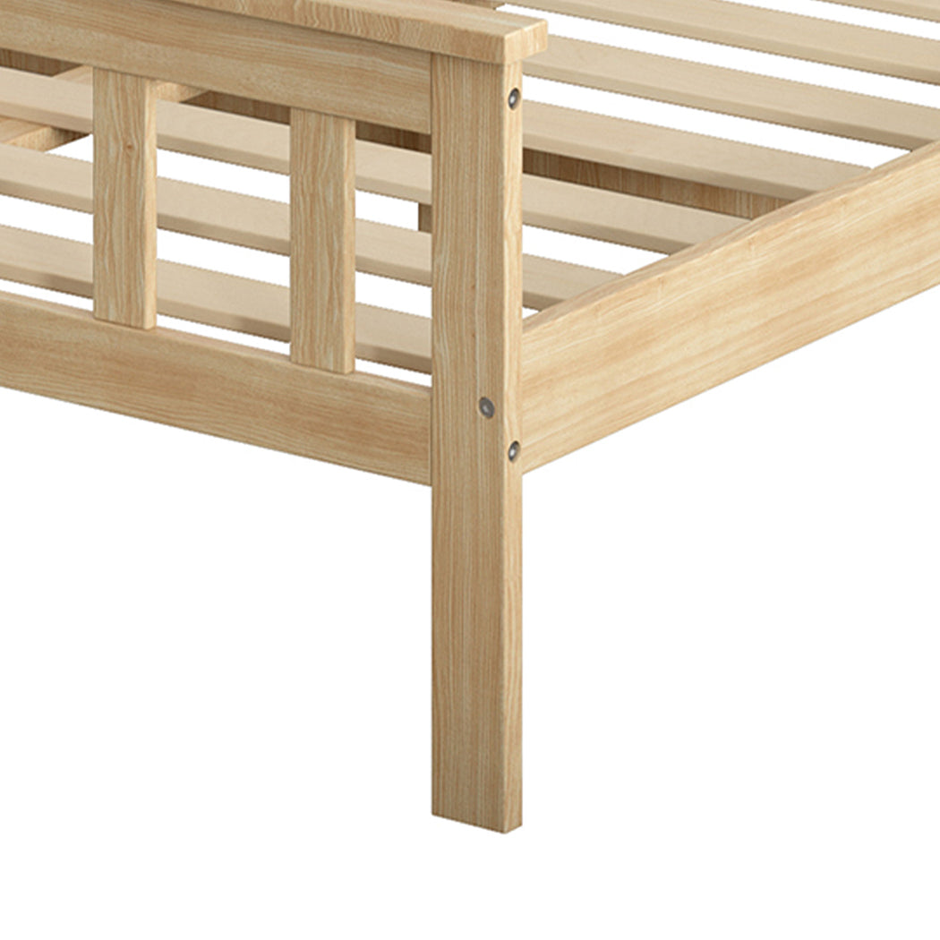 Levede Wooden King Single Bed Frame Nature Natural-1910113206089682949
