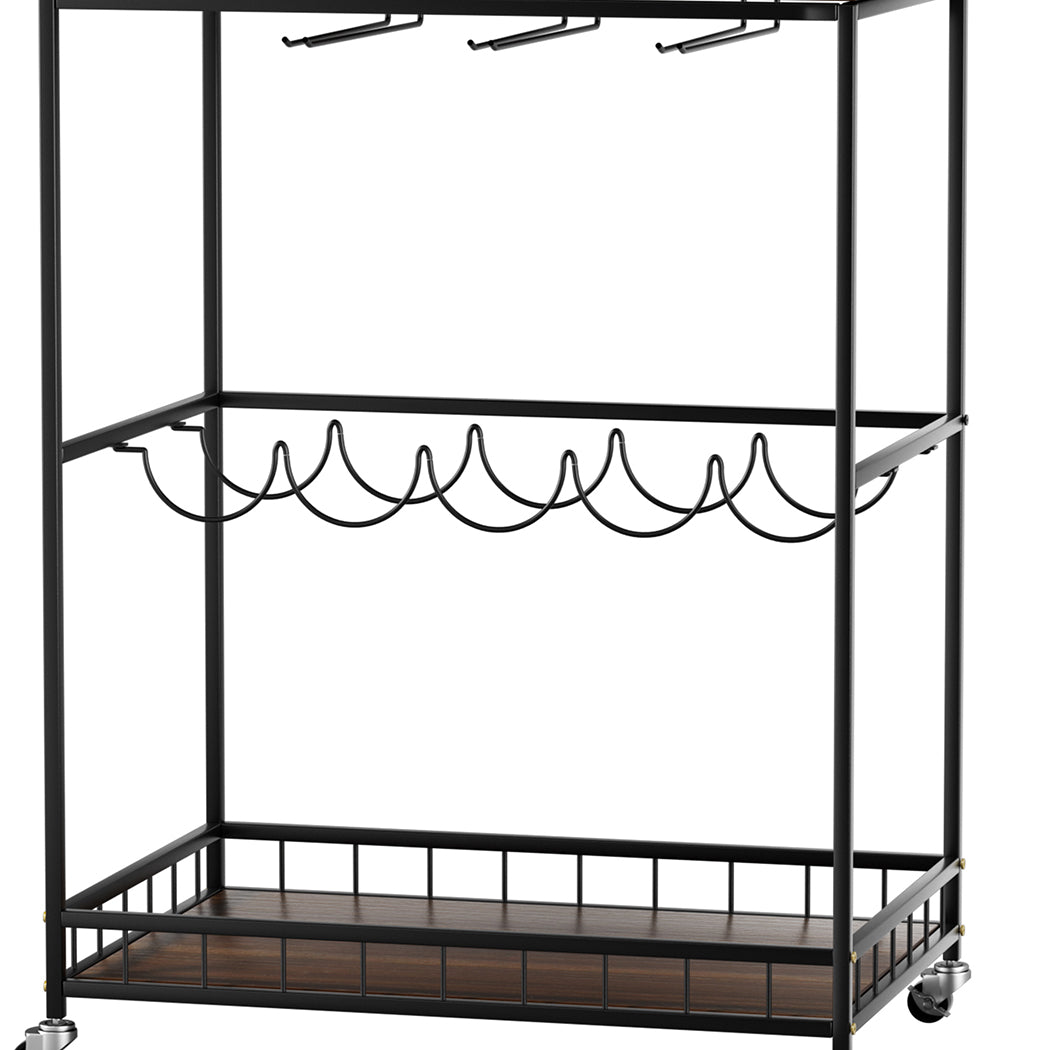 Levede Wooden Bar Cart Drinks Trolley 3 Tire-1954802348551442437
