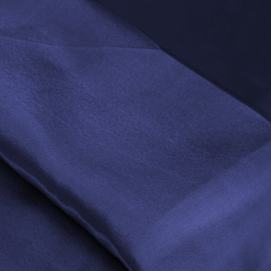 DreamZ Silky Satin Quilt Cover Set Bedspread Blue Single-1954802916497952773