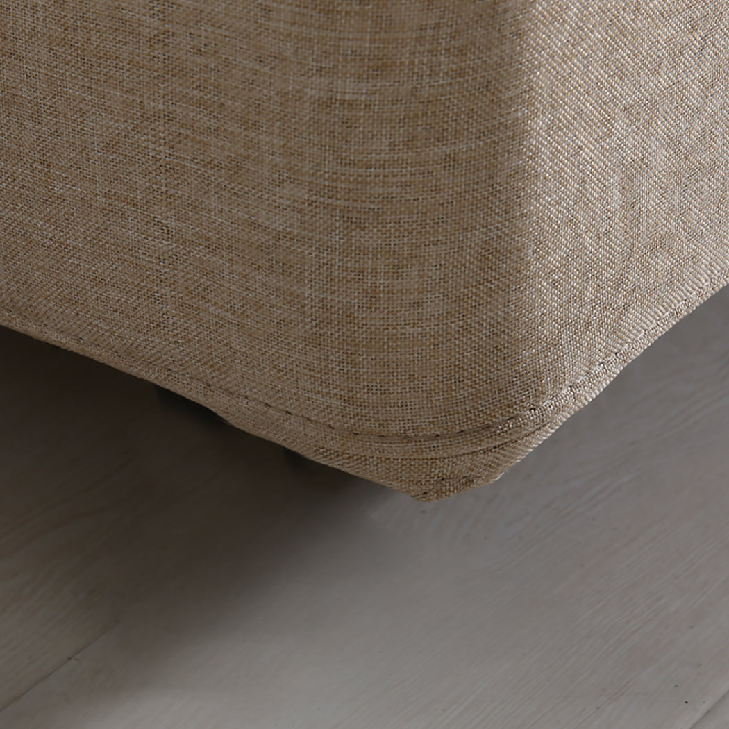 Levede Fabric Bed Frame King Tufted Beige-1954802922386755589