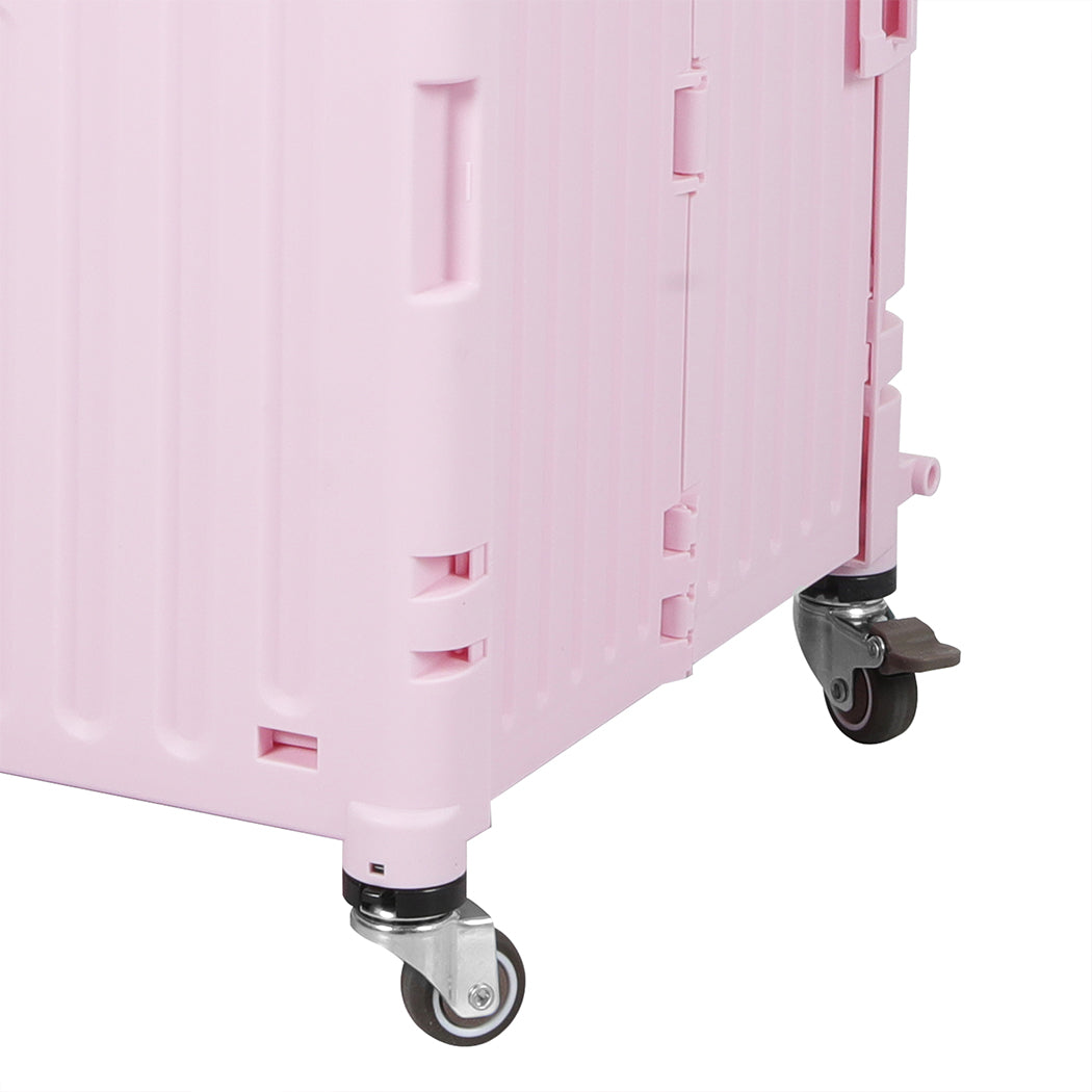 Folding Shopping Trolley Cart Portable Pink-1954802609982410757