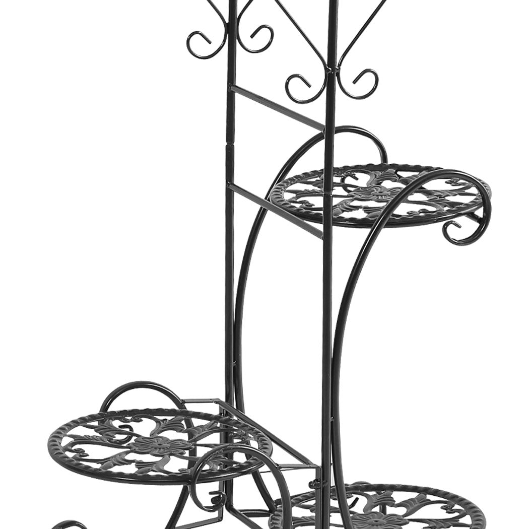 2x Levede Flower Shape Metal Plant Stand Black-1954802661928865797