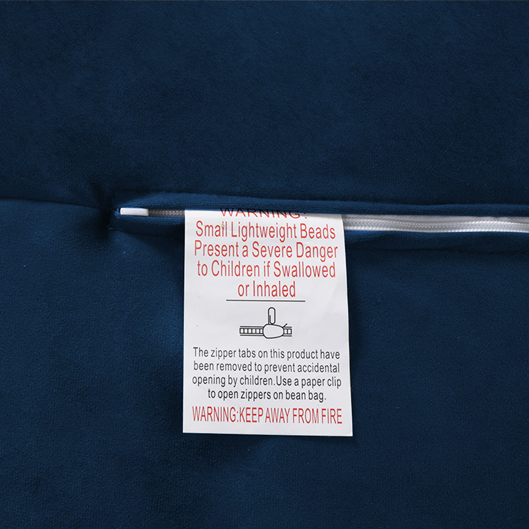 Marlow Bean Bag Chair Cover Soft Velvet Blue-1910113189895475205