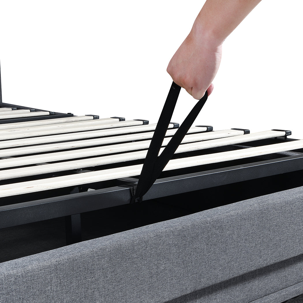 Levede Double Bed Frame Gas Lift LED Light-1954802406353145861