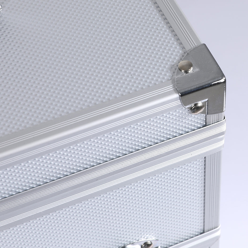 Cosmetic Makeup Case Aluminum Beauty Silver-1910113073637756933