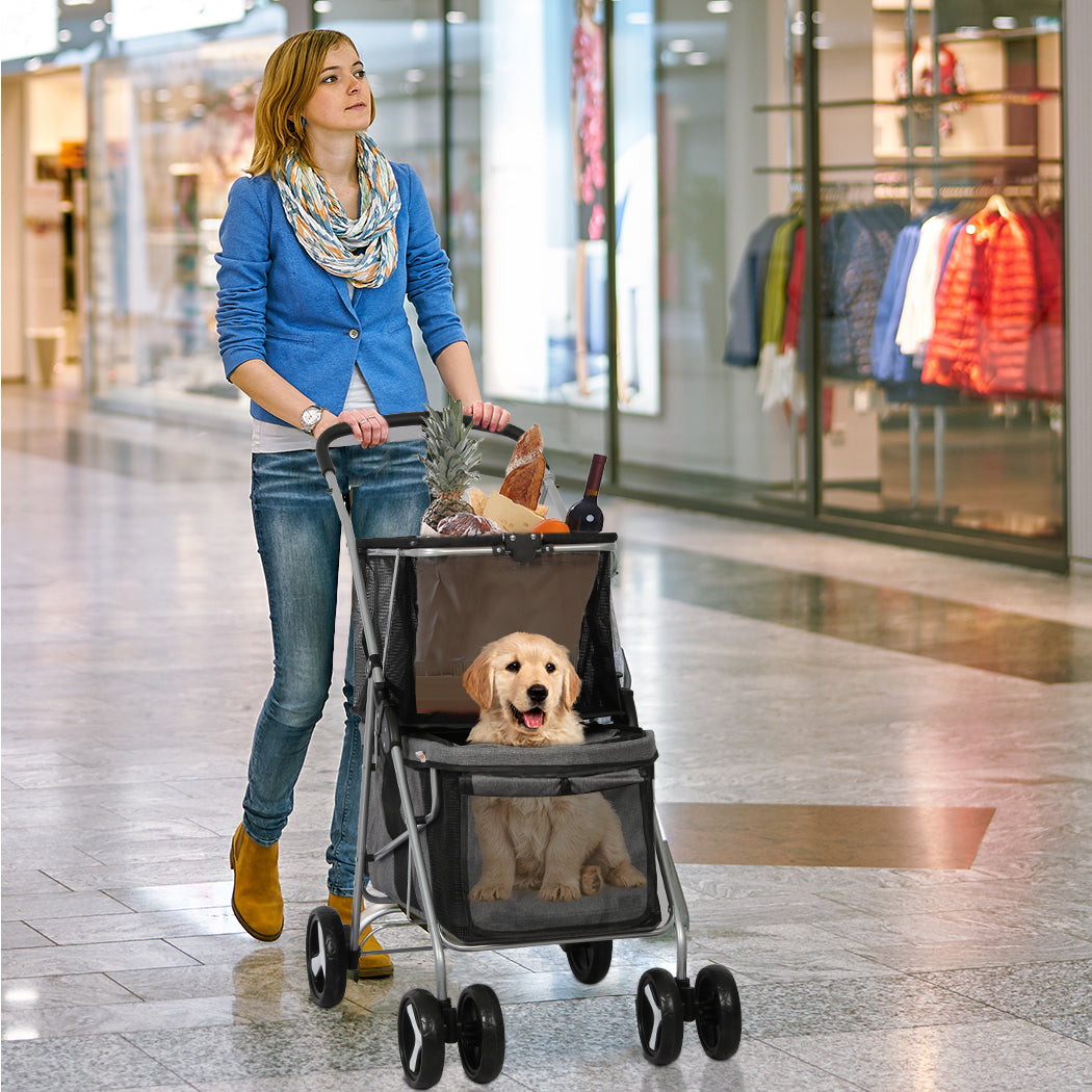 PaWz Pet Stroller 2-Tier Dog Cat Carrier Foldable-1954802608174665735