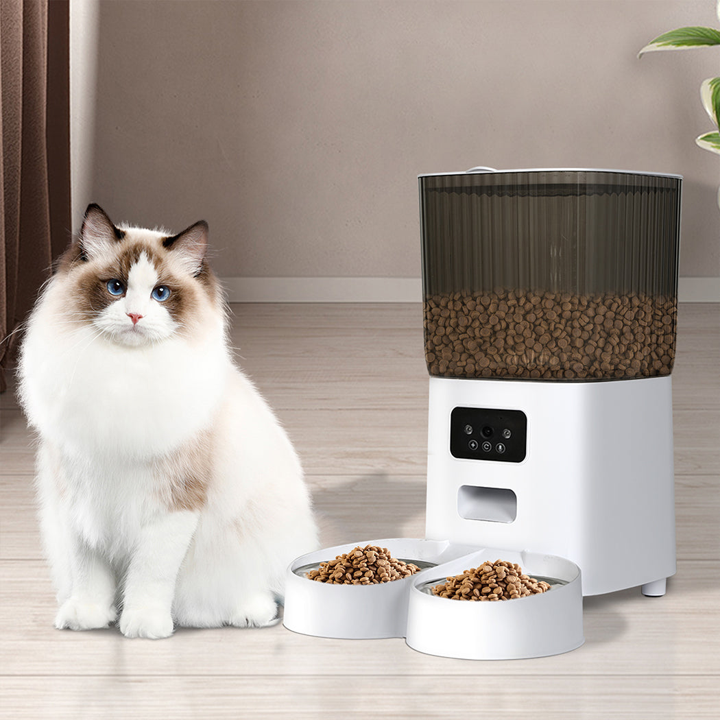 PaWz 5L Auto Pet Feeder Automatic Camera Wi-Fi White-1954802575454900231