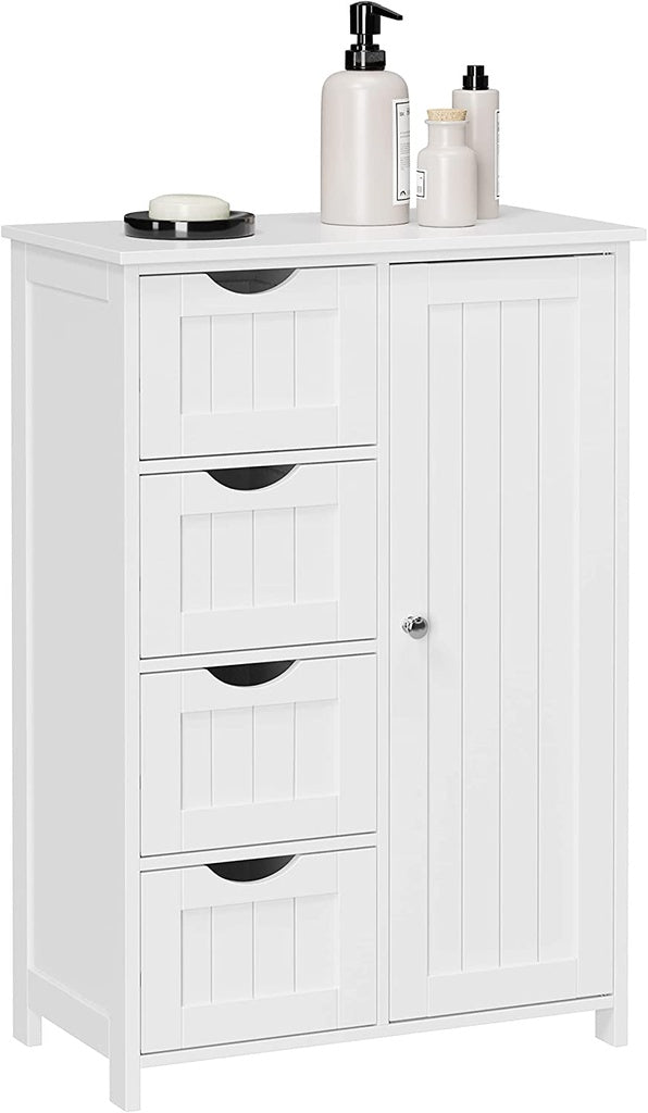 VASAGLE Floor Cabinet with 4 Drawers and Adjustable Shelf White