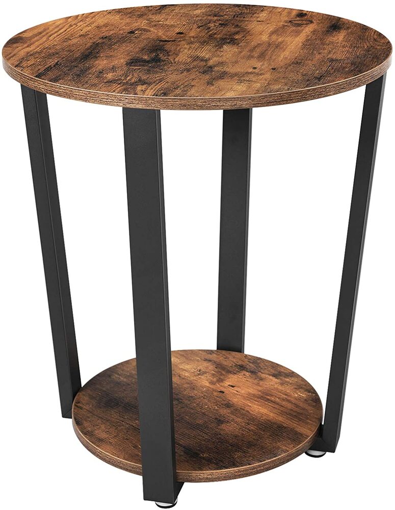 VASAGLE Round Side Table with Shelf