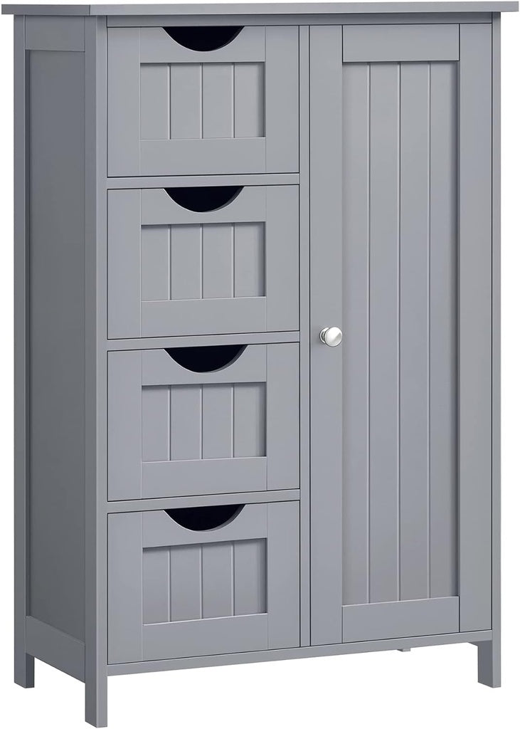 VASAGLE Floor Cabinet with 4 Drawers and Adjustable Shelf Gray