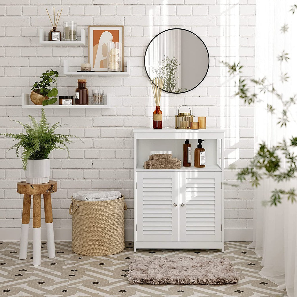 VASAGLE Floor Cabinet with Shelf and 2 Doors White