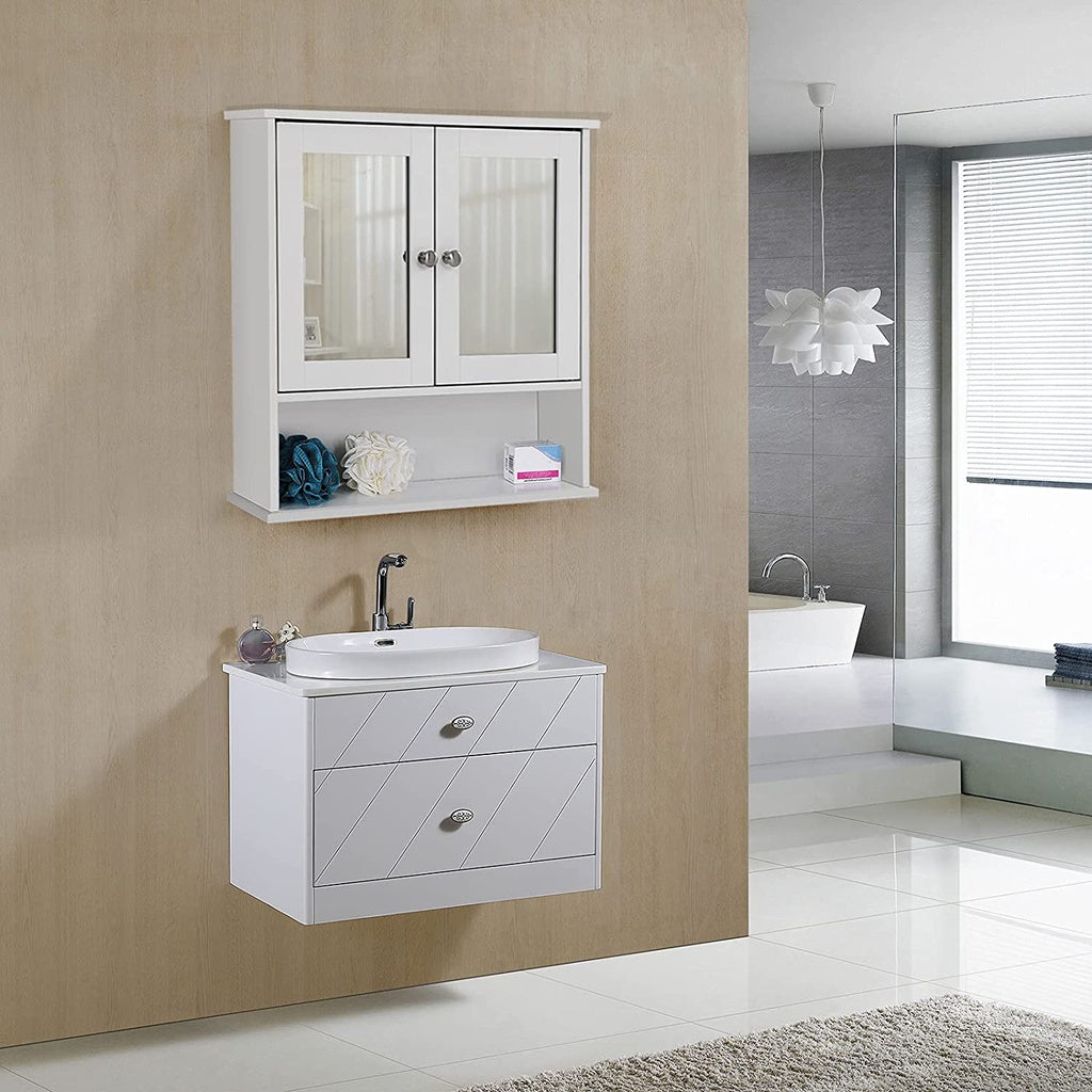 VASAGLE Wall Cabinet with 2 Mirror Doors