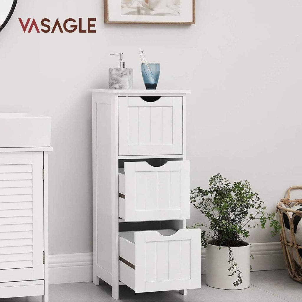 VASAGLE Floor Cabinet with 3 Drawers White